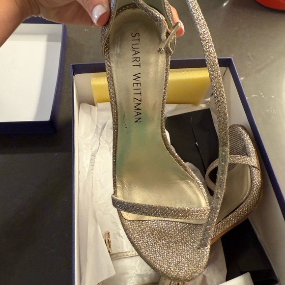 Stuart Weitzman Sandal Nudist Platinum Noir size 6 - Picture 5 of 8